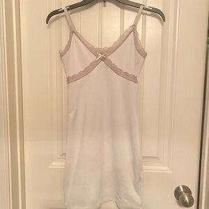 H&M White Chemise with White Lace Accents